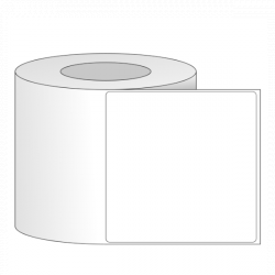 Giấy in mã vạch 1 tem PVC 100x100x100M, bo góc