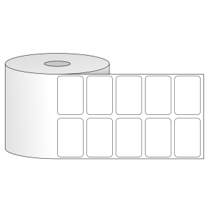 Giấy in mã vạch 2 tem PVC 52.5x34x50M (bo góc)