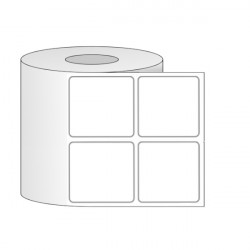 Giấy in mã vạch PVC 2 tem 40x40x50M, bo góc