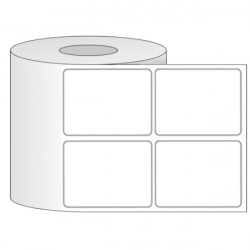Giấy in mã vạch PVC 2 tem 45x55x50M, bo góc