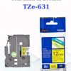 Nhãn TZe-631 tiêu chuẩn - Chữ đen trên nền vàng 12mm