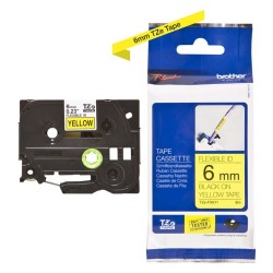Nhãn TZe-FX611 siêu dẻo - Chữ đen trên nền vàng 6mm