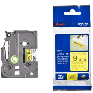 Nhãn TZe-S621 siêu dính - Chữ đen trên nền vàng 9mm
