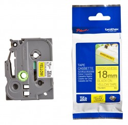 Nhãn TZe-S641 siêu dính - Chữ đen trên nền vàng 18mm