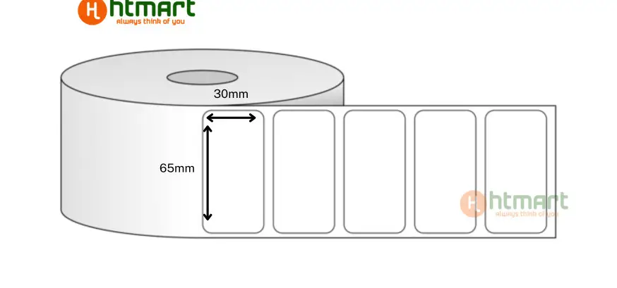 Giấy decal thường 65 x 30 mm x 50 m
