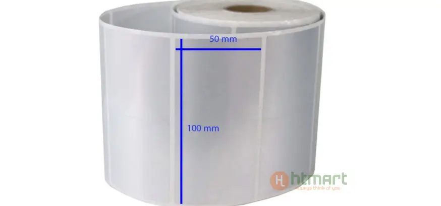 Giấy decal xi bạc 100 x 50 mm x 50 m