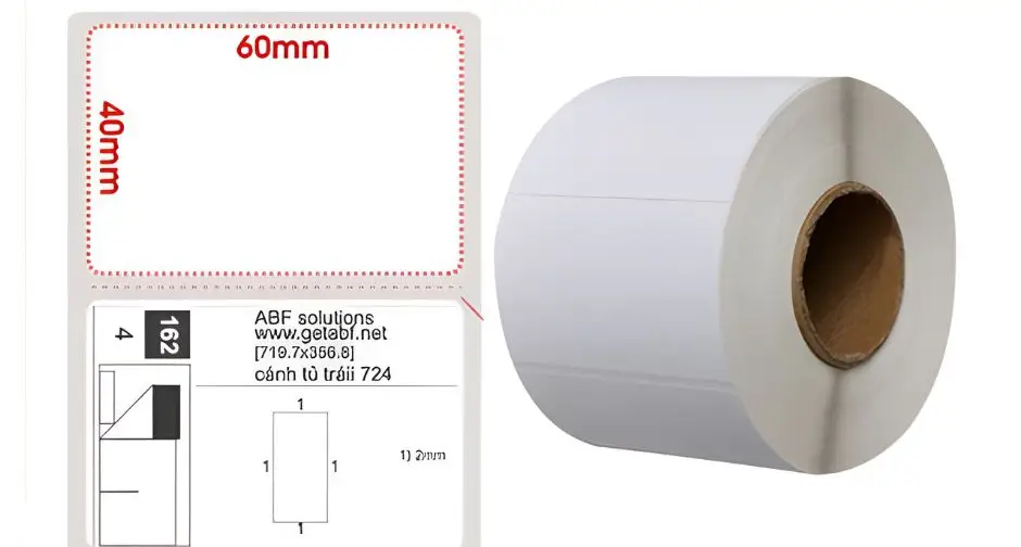 Giấy in nhiệt 60 x 40 mm x 30 m