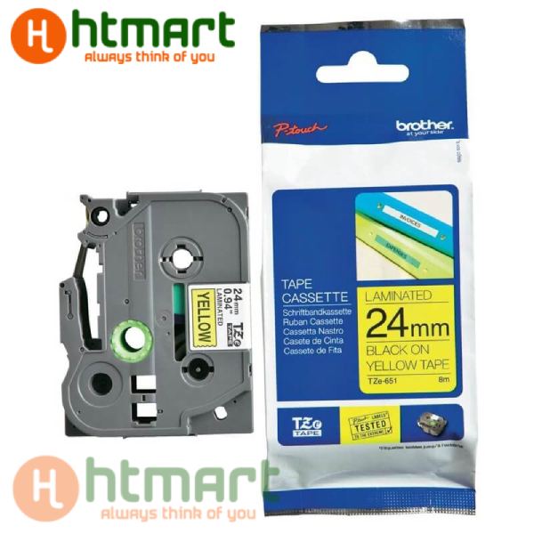 Nhãn in Brother TZe-615 24mm x 8m, chữ đen nền vàng
